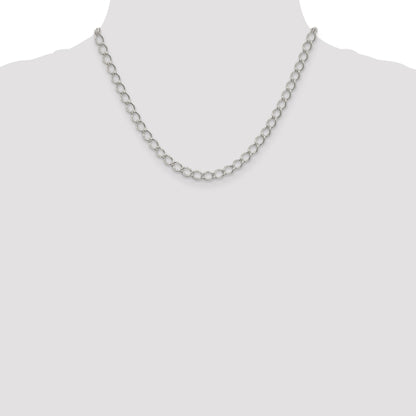 18 Inch Sterling Silver 5.75mm Fancy Open Curb Chain Necklace