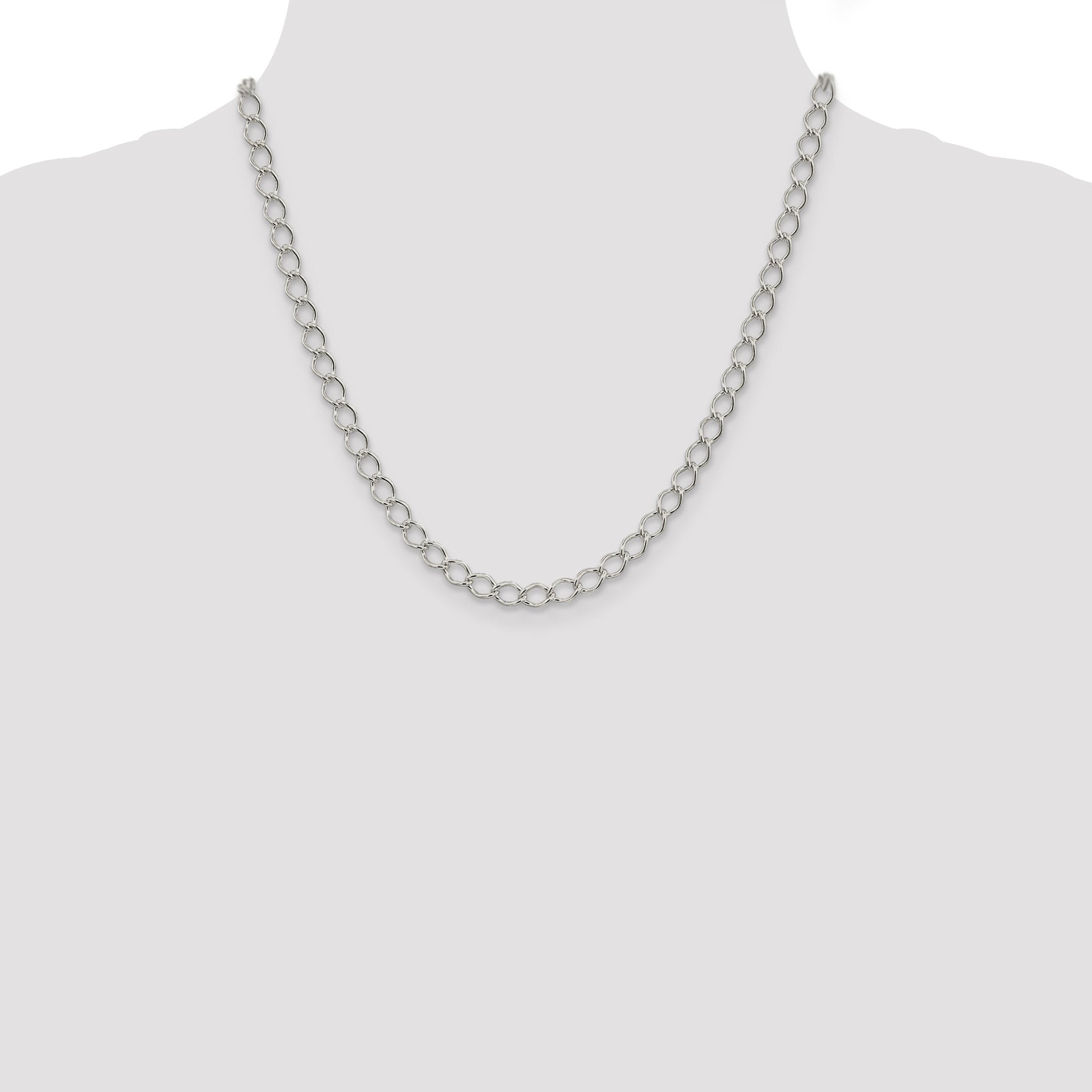 20 Inch Sterling Silver 5.75mm Fancy Open Curb Chain Necklace