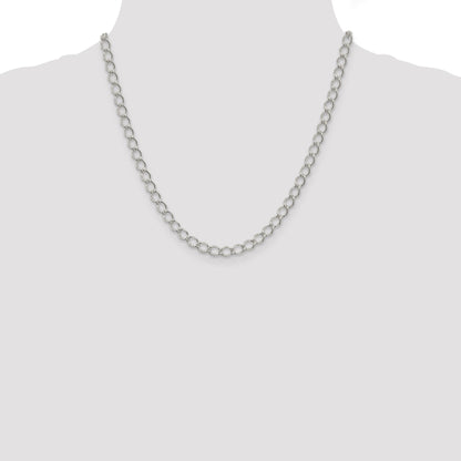 20 Inch Sterling Silver 5.75mm Fancy Open Curb Chain Necklace