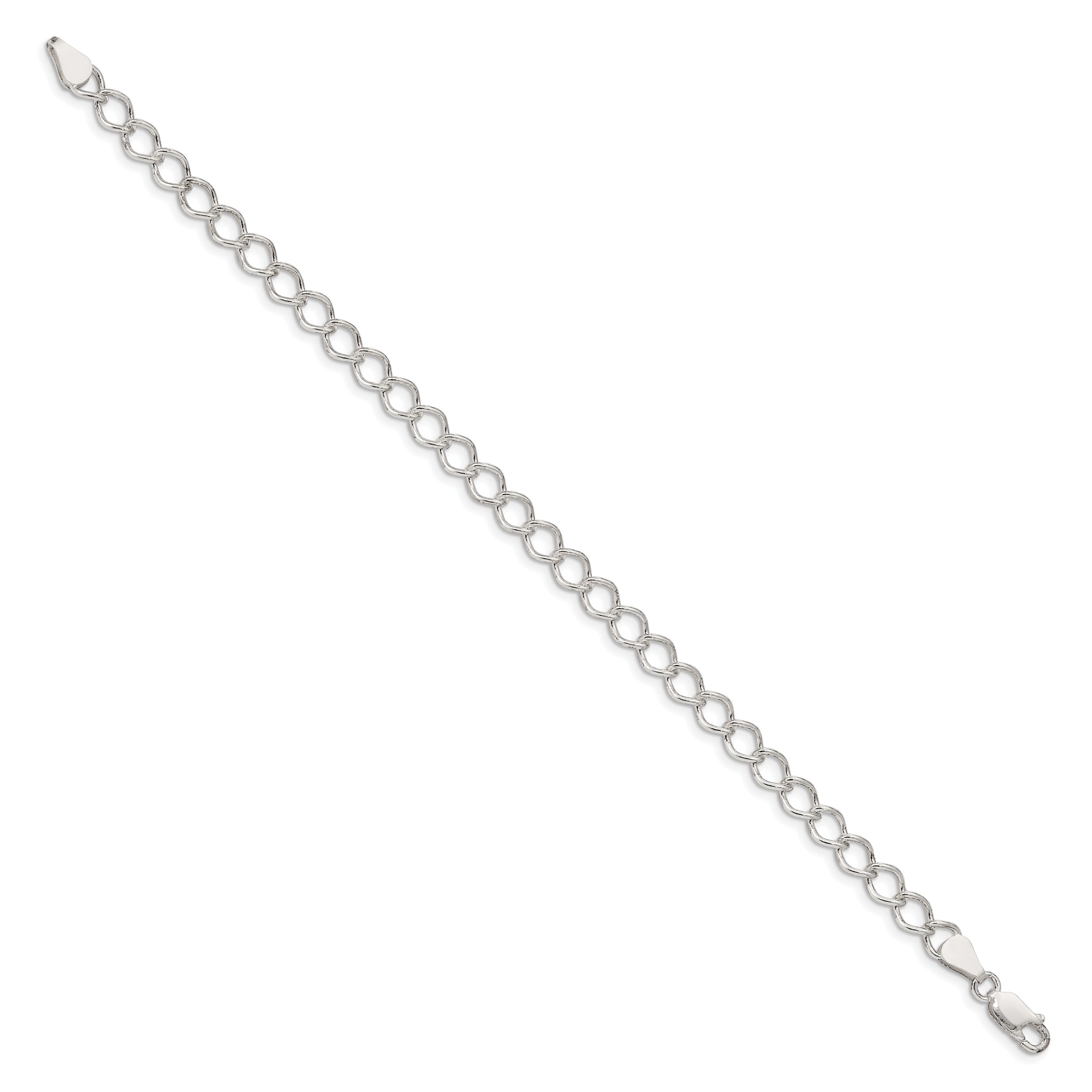 8 Inch Sterling Silver 5.75mm Fancy Open Curb Chain Bracelet