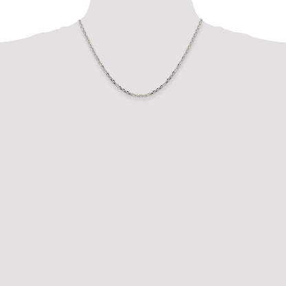 18 Inch Sterling Silver 2.75mm Diamond-Cut Forzantina Cable Chain Necklace