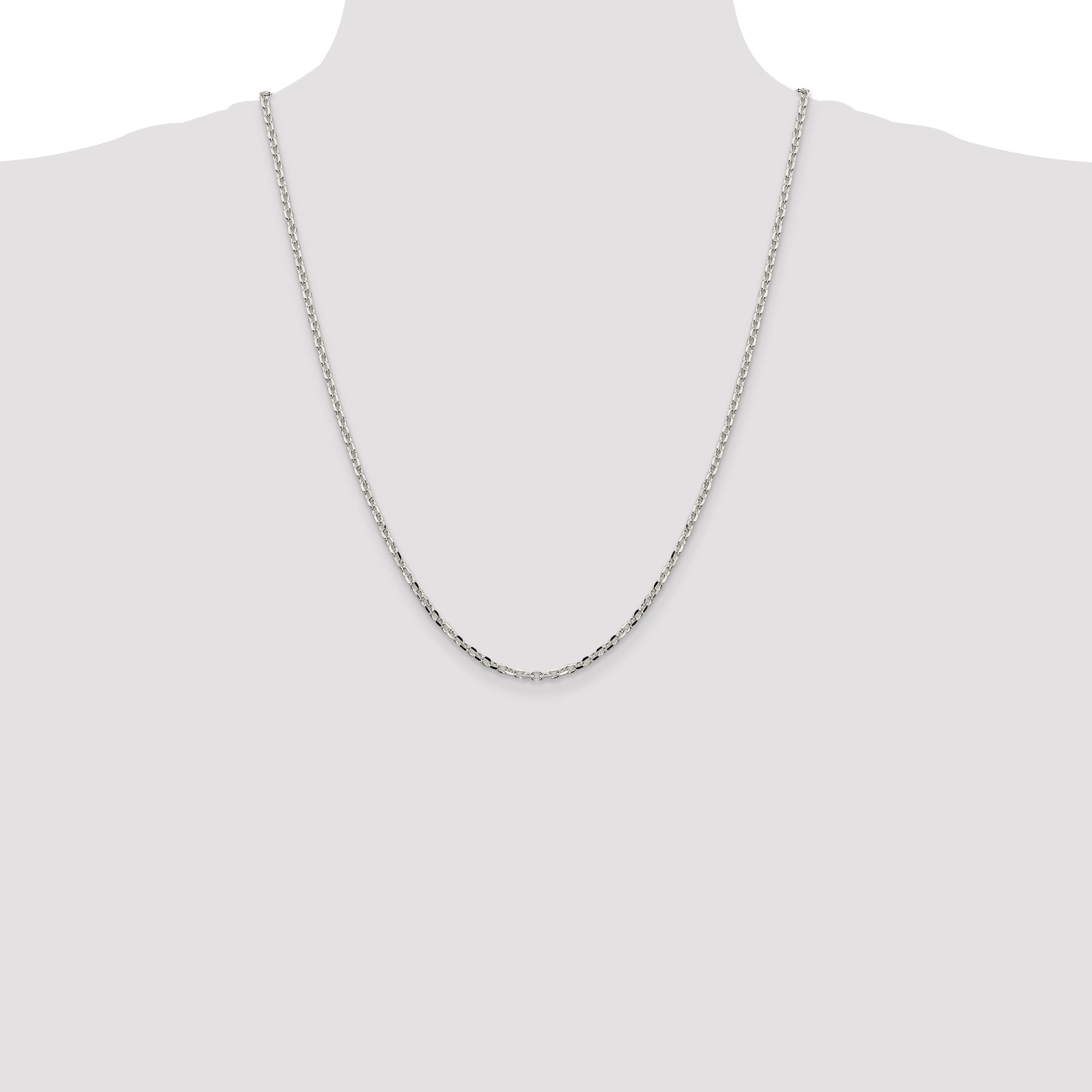 24 Inch Sterling Silver 2.75mm Diamond-Cut Forzantina Cable Chain Necklace