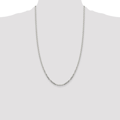 26 Inch Sterling Silver 2.75mm Diamond-Cut Forzantina Cable Chain Necklace