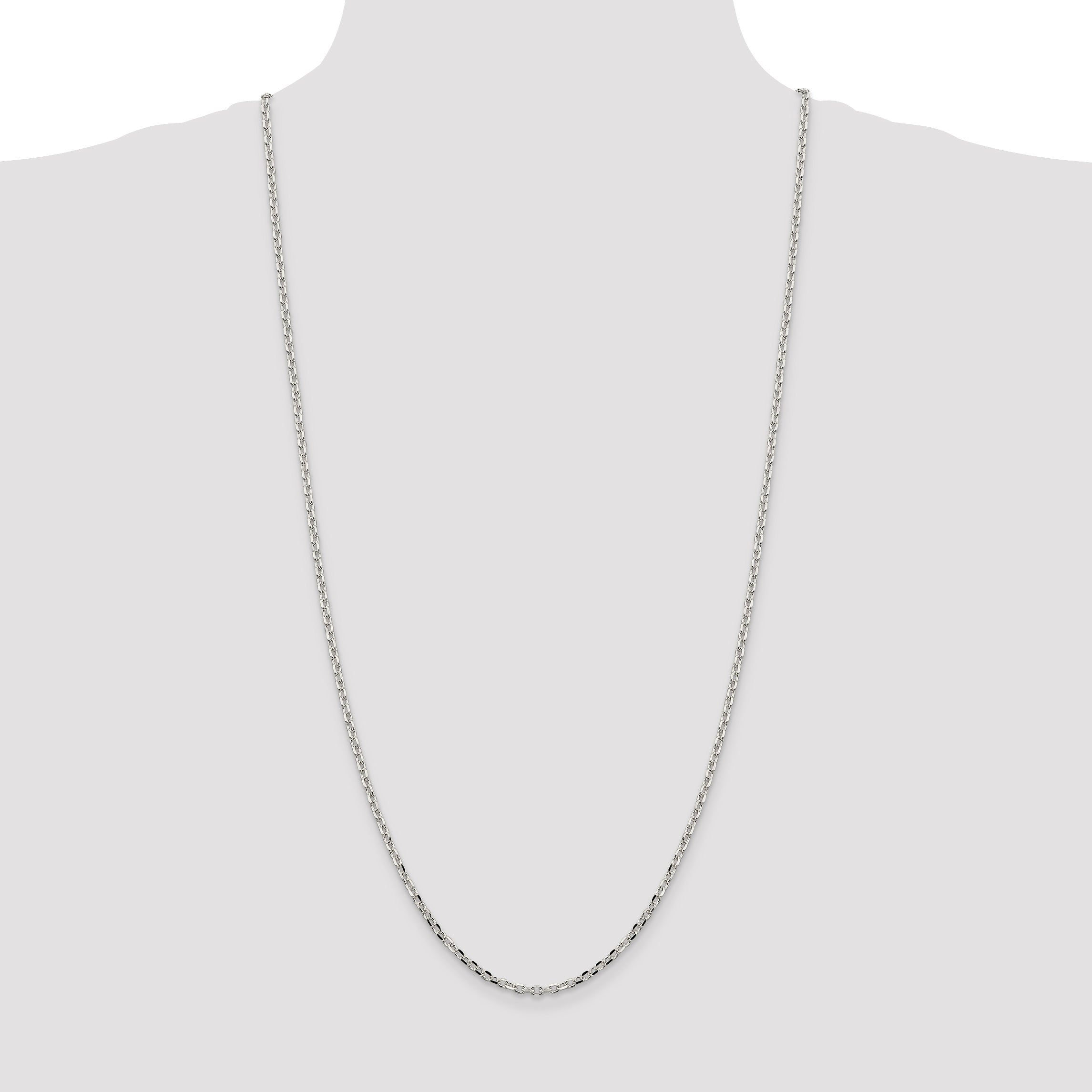 30 Inch Sterling Silver 2.75mm Diamond-Cut Forzantina Cable Chain Necklace