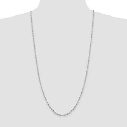 30 Inch Sterling Silver 2.75mm Diamond-Cut Forzantina Cable Chain Necklace