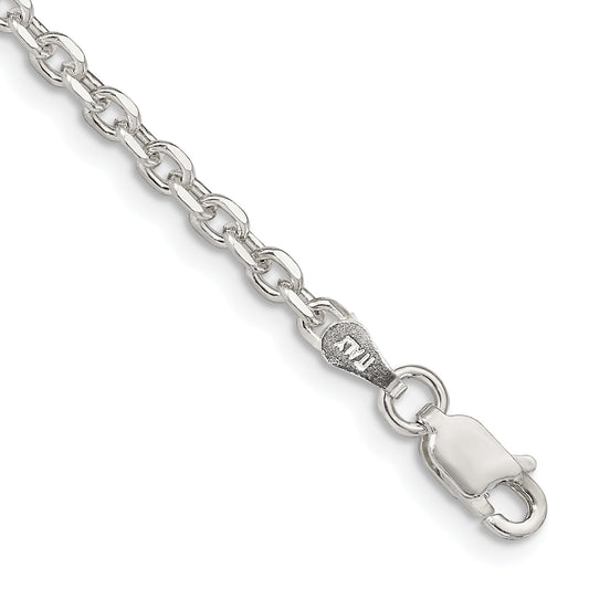 8 Inch Sterling Silver 2.75mm Diamond-Cut Forzantina Cable Chain Bracelet