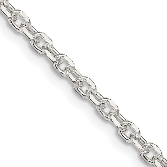 24 Inch Sterling Silver 2.75mm Diamond-Cut Forzantina Cable Chain Necklace