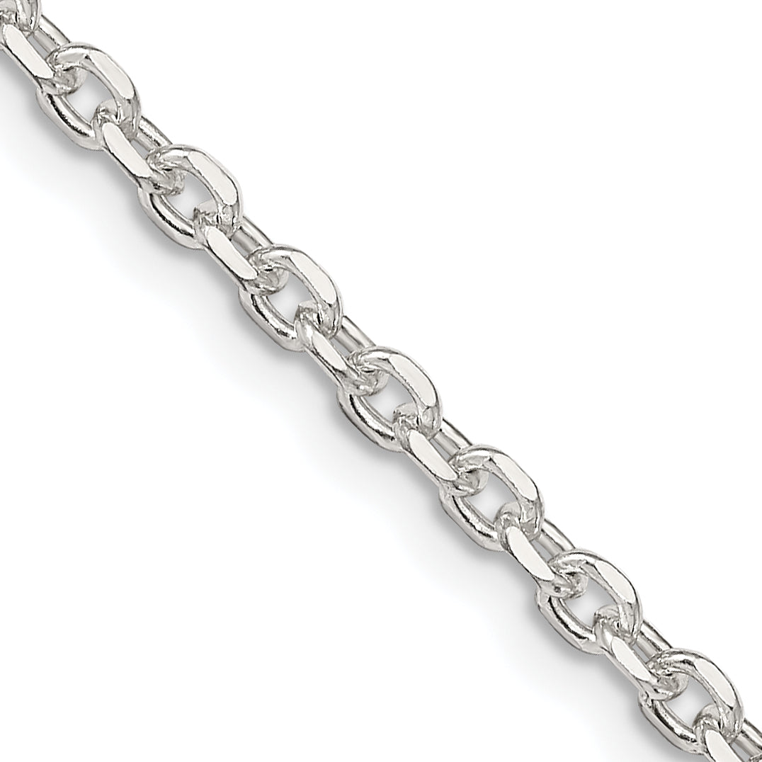 18 Inch Sterling Silver 2.75mm Diamond-Cut Forzantina Cable Chain Necklace