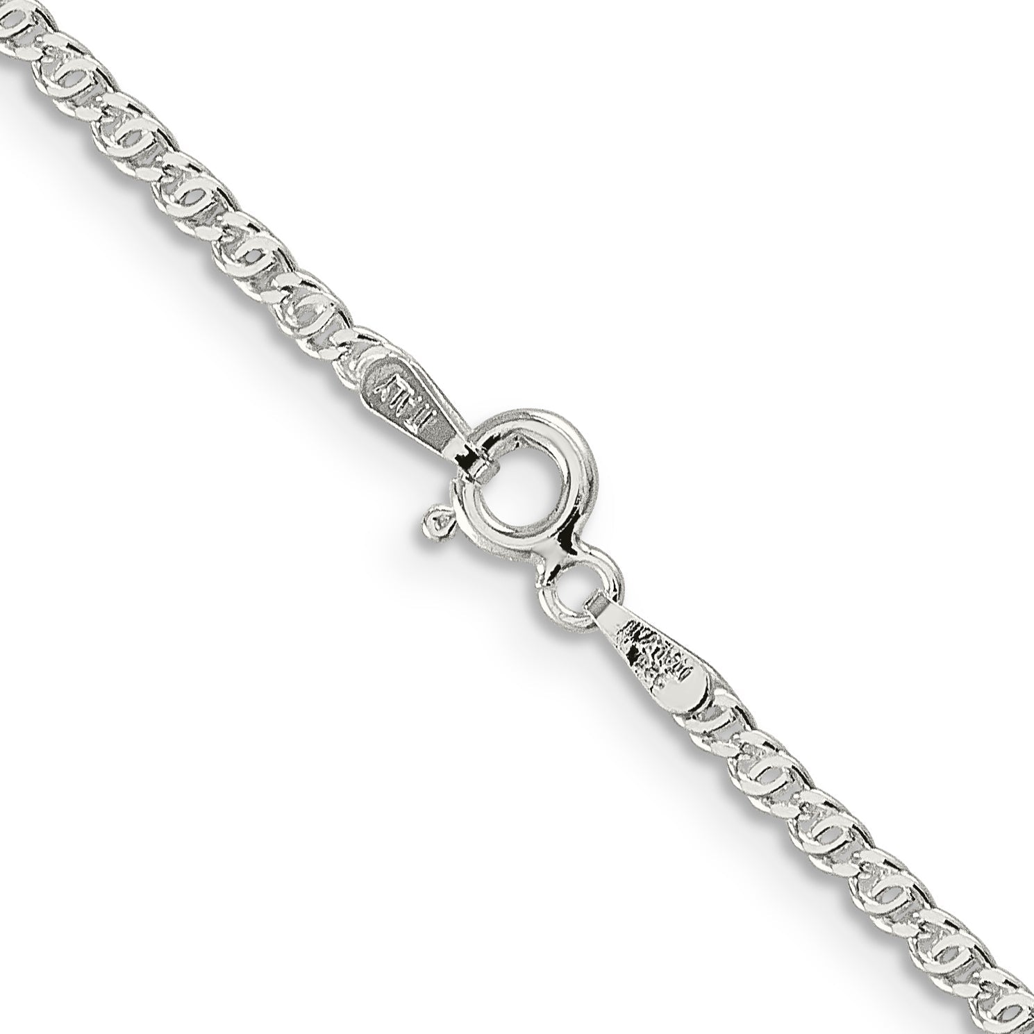 20 Inch Sterling Silver 2mm Fancy Anchor Pendant Chain Necklace