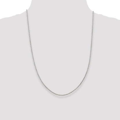 24 Inch Sterling Silver 2mm Fancy Anchor Pendant Chain Necklace