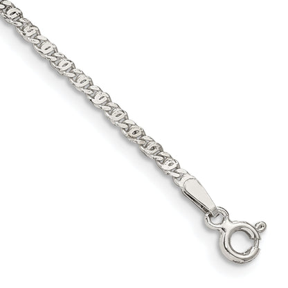 9 Inch Sterling Silver 2mm Fancy Anchor Pendant Chain Anklet