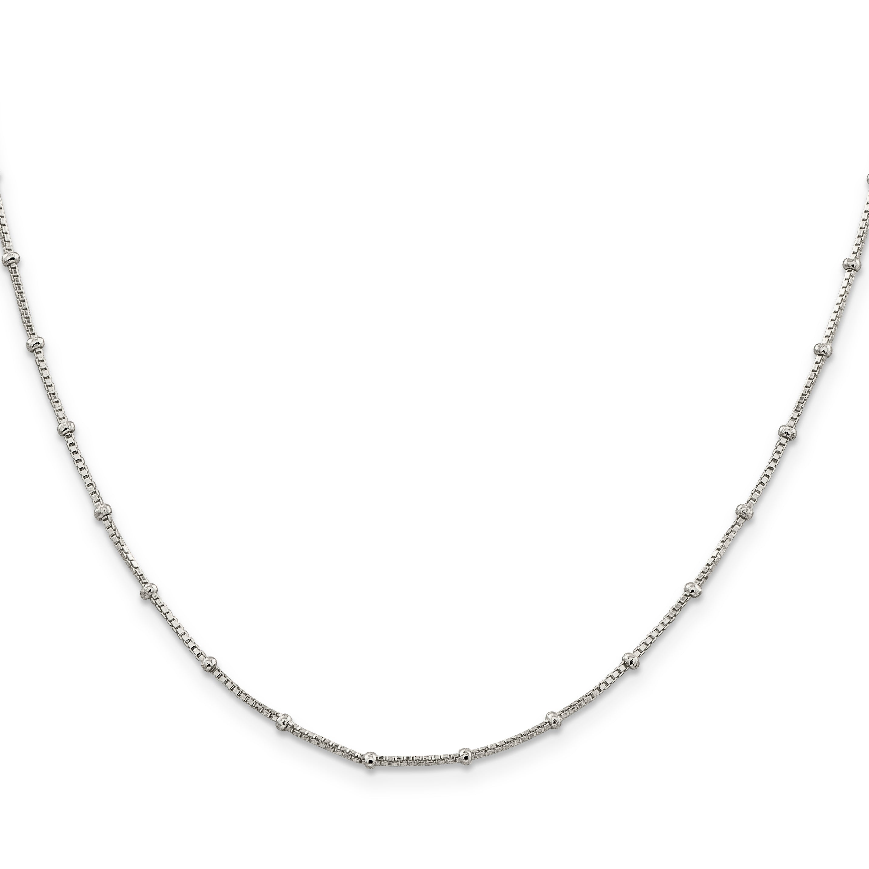16 Inch Sterling Silver 1.25mm Fancy Beaded Box Chain Necklace