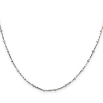 24 Inch Sterling Silver 1.25mm Fancy Beaded Box Chain Necklace
