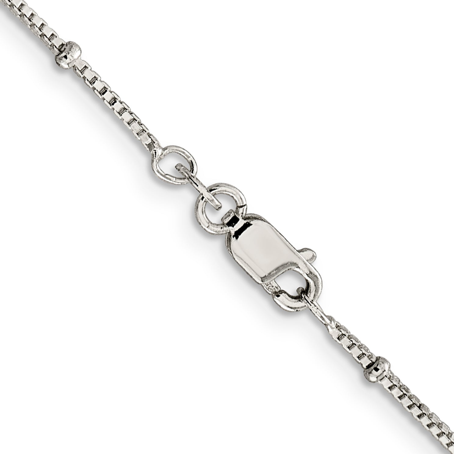 24 Inch Sterling Silver 1.25mm Fancy Beaded Box Chain Necklace