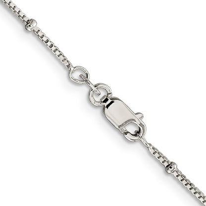 24 Inch Sterling Silver 1.25mm Fancy Beaded Box Chain Necklace