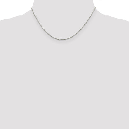 16 Inch Sterling Silver 1.25mm Fancy Beaded Box Chain Necklace