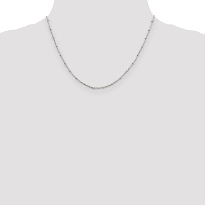 18 Inch Sterling Silver 1.25mm Fancy Beaded Box Chain Necklace