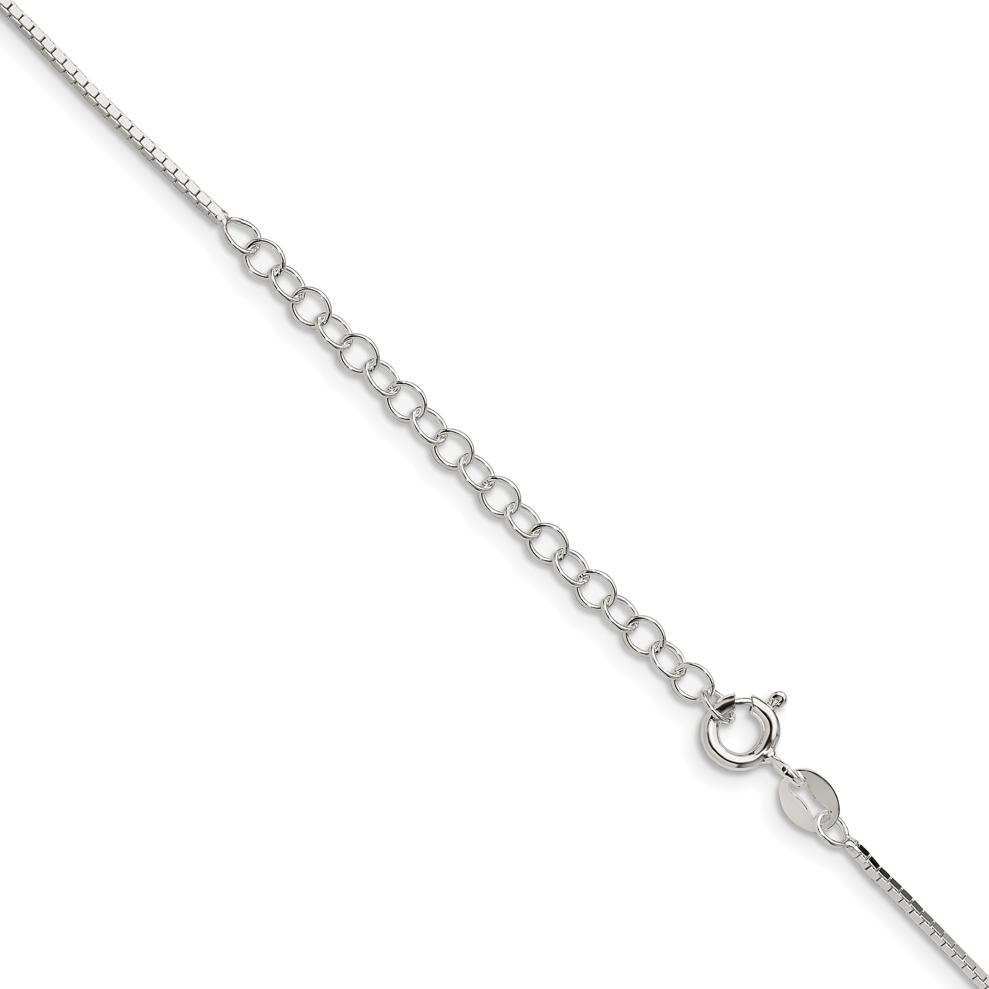 18 Inch Sterling Silver 1mm Mirror Box Chain W/2In Ext.