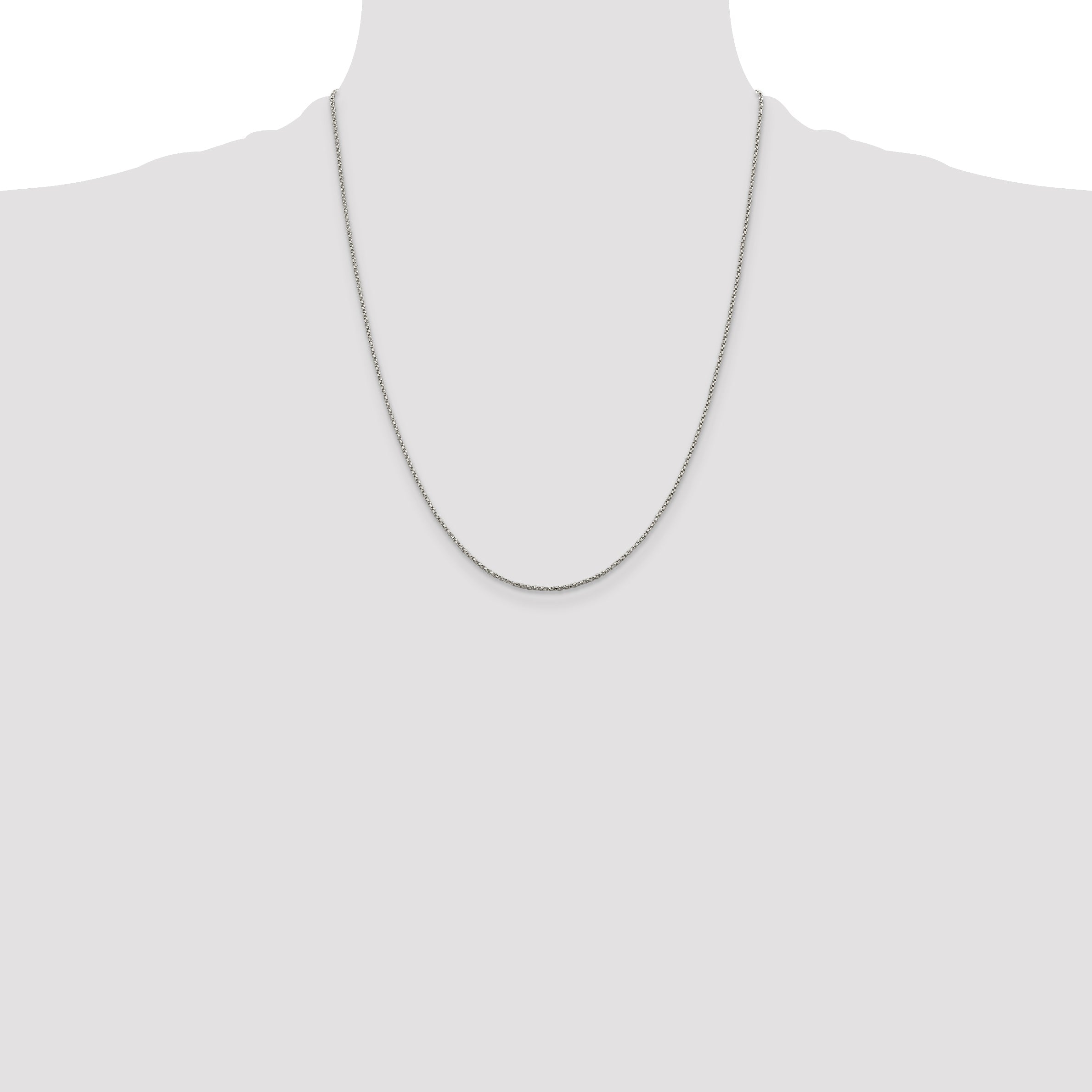 22 Inch Sterling Silver 1.25mm Twisted Box Chain Necklace