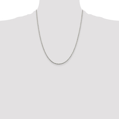 22 Inch Sterling Silver 1.75mm Twisted Box Chain Necklace
