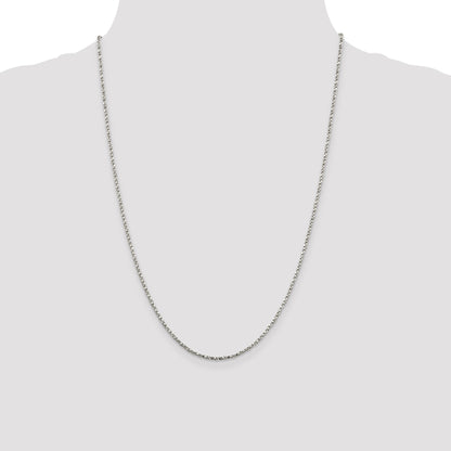 24 Inch Sterling Silver 1.75mm Twisted Box Chain Necklace