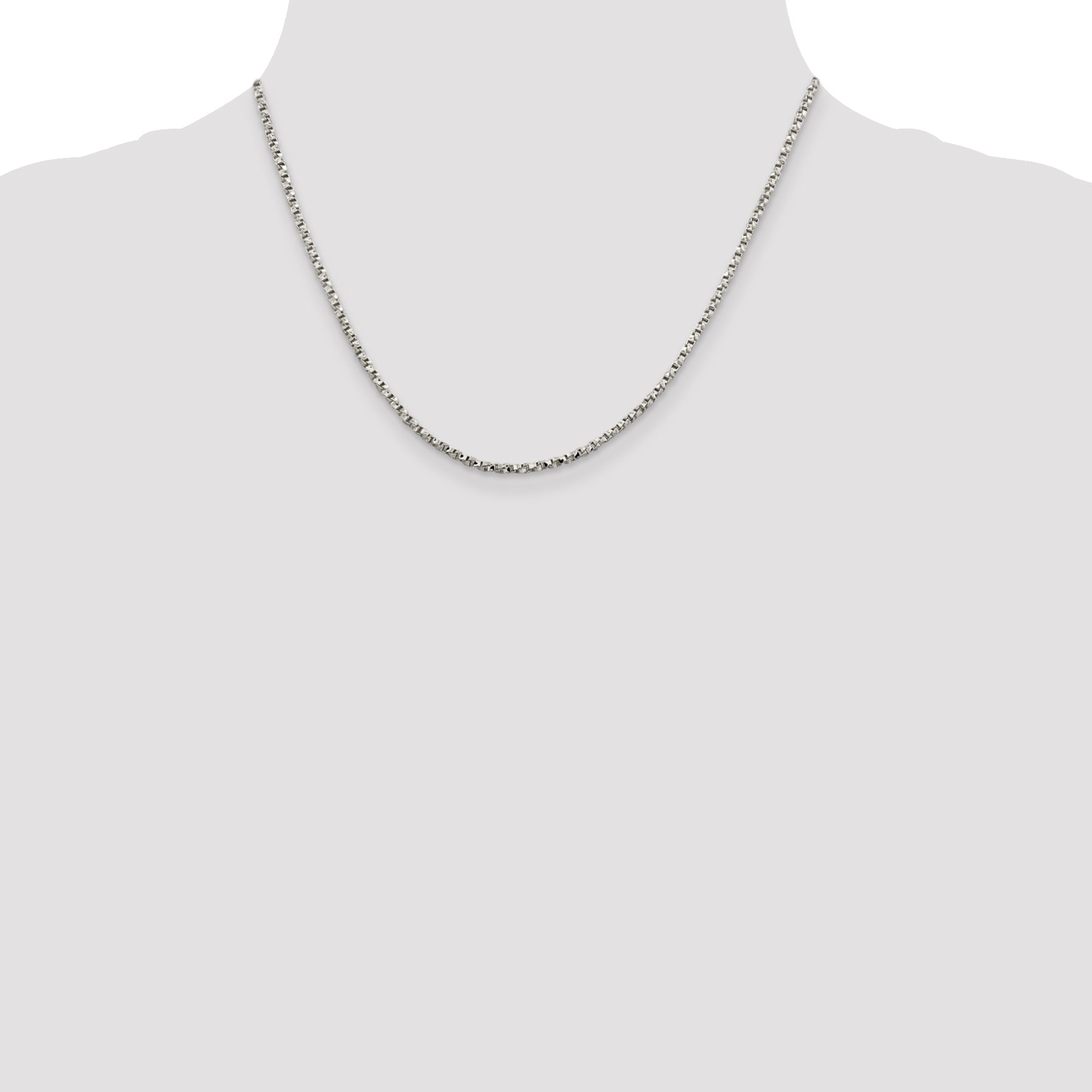 18 Inch Sterling Silver 2.25mm Twisted Box Chain Necklace