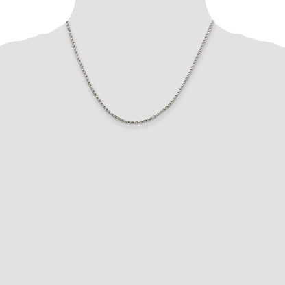 18 Inch Sterling Silver 2.25mm Twisted Box Chain Necklace