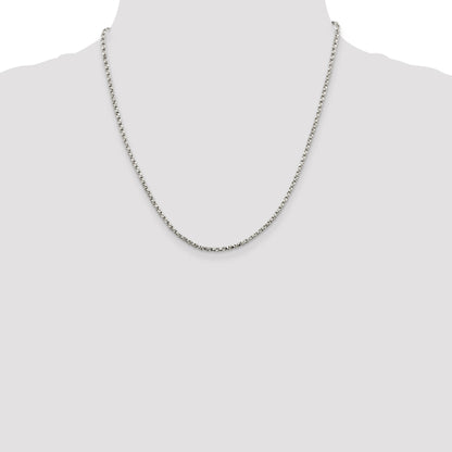 20 Inch Sterling Silver 2.25mm Twisted Box Chain Necklace