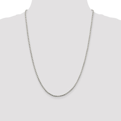 24 Inch Sterling Silver 2.25mm Twisted Box Chain Necklace