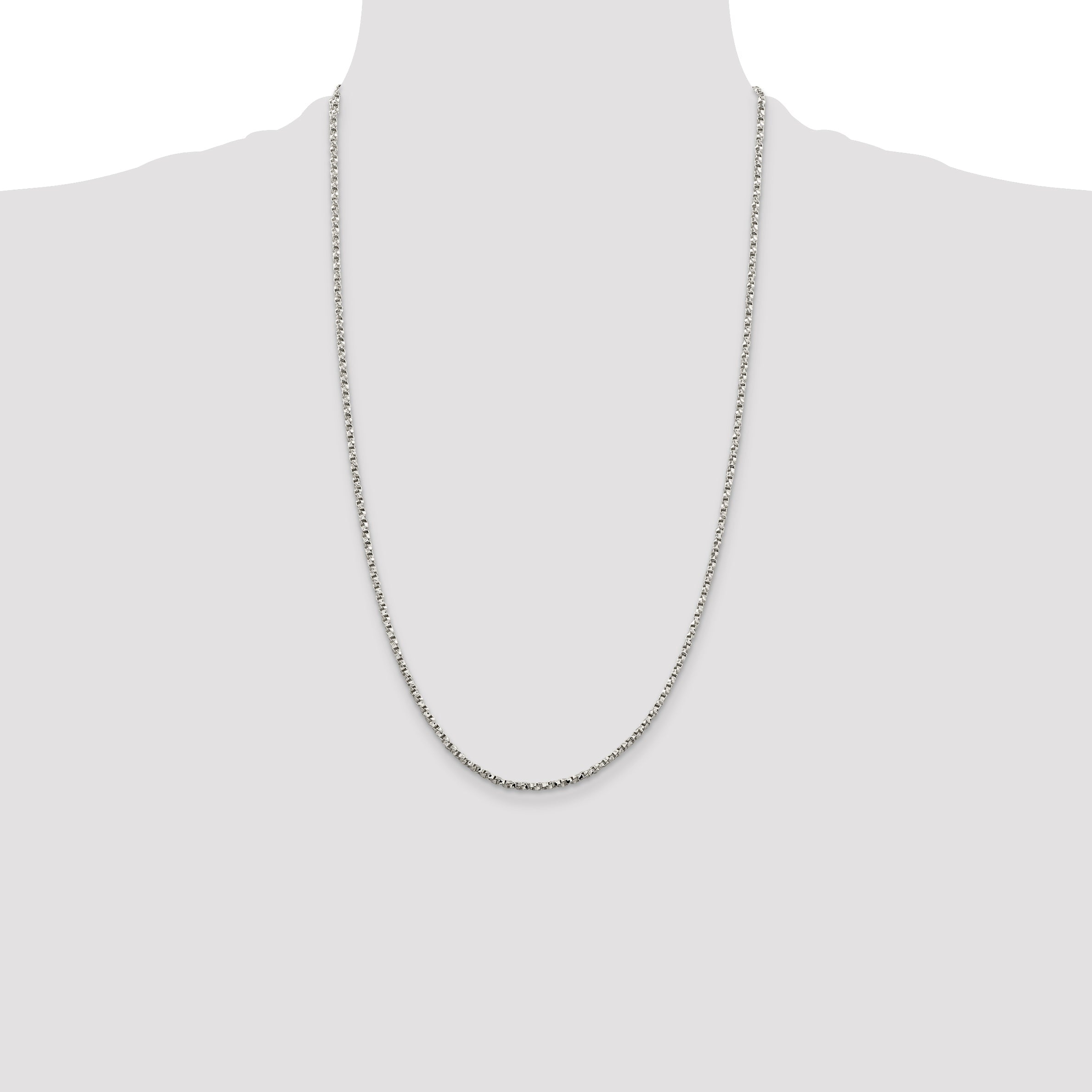 26 Inch Sterling Silver 2.25mm Twisted Box Chain Necklace