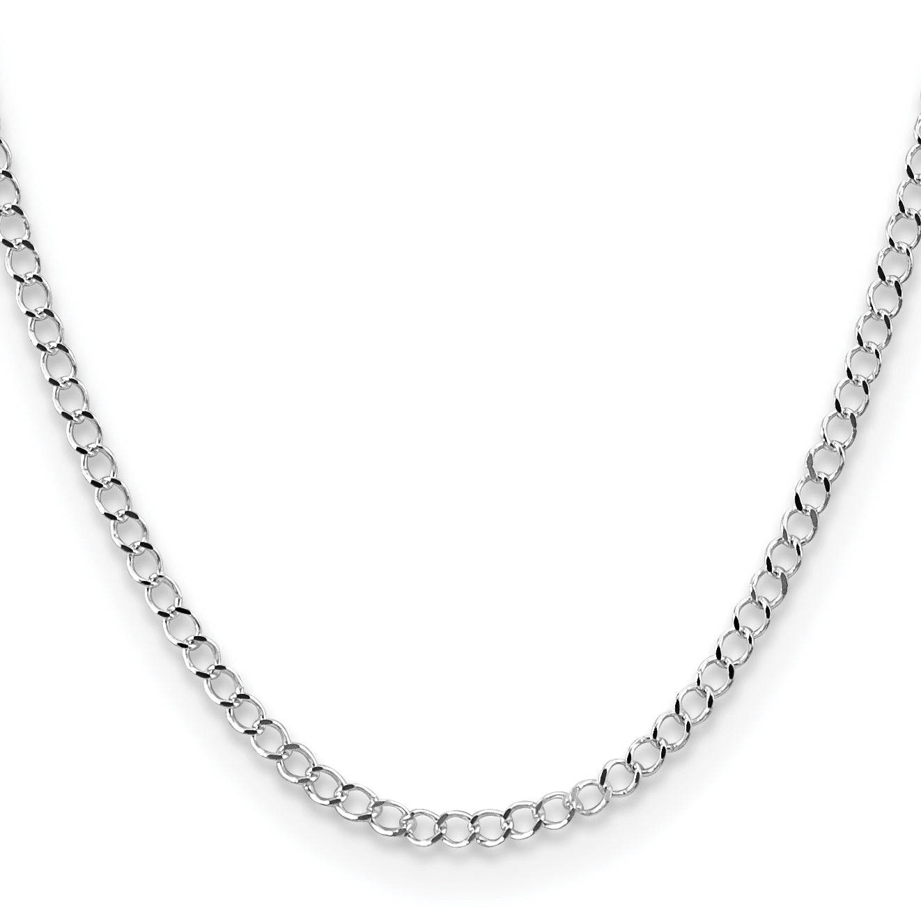 28 Inch Sterling Silver 3.5mm Open D/C Curb Chain Necklace