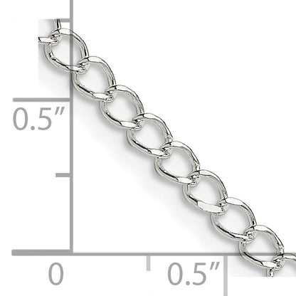 28 Inch Sterling Silver 3.5mm Open D/C Curb Chain Necklace