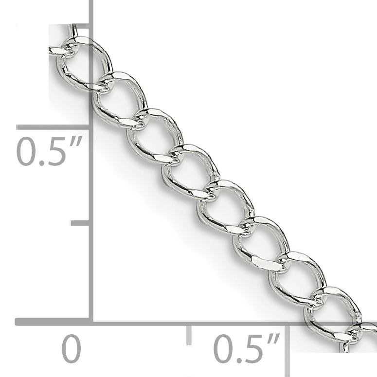 30 Inch Sterling Silver 3.5mm Open D/C Curb Chain Necklace