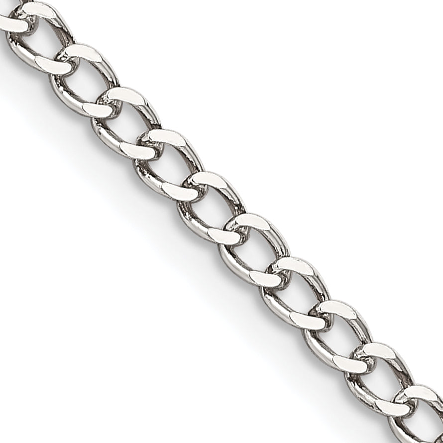 28 Inch Sterling Silver 3.5mm Open D/C Curb Chain Necklace