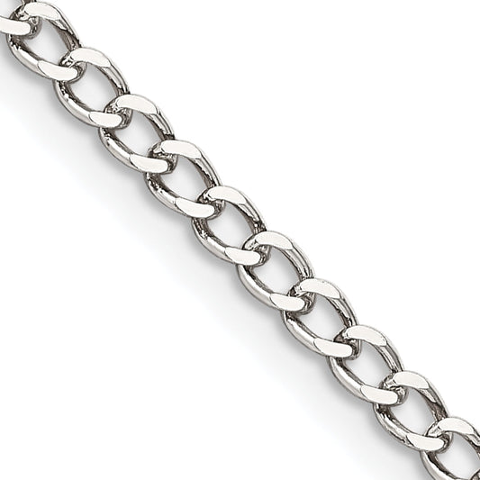 30 Inch Sterling Silver 3.5mm Open D/C Curb Chain Necklace