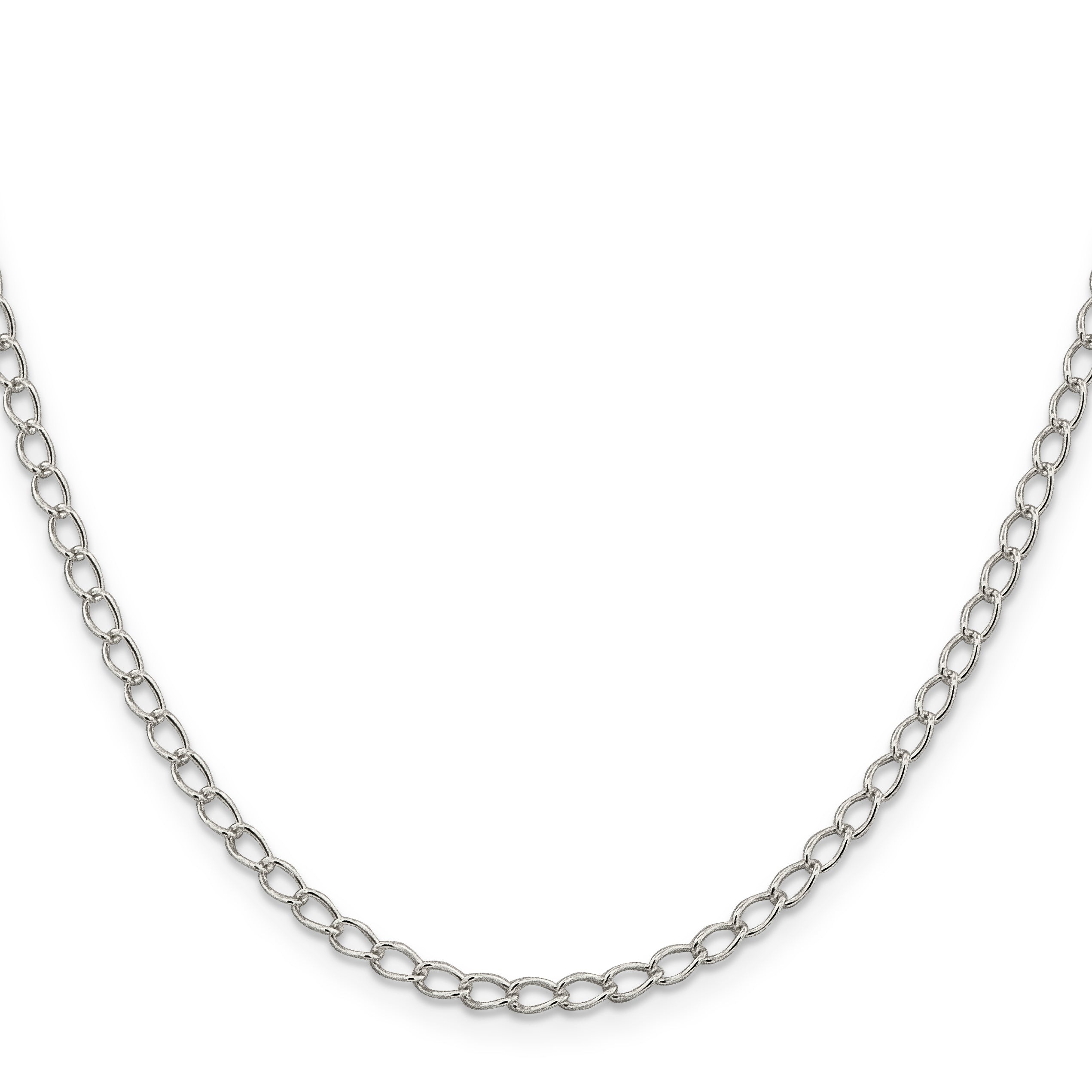 24 Inch Sterling Silver 3mm Half Round Wire Open Curb Chain Necklace