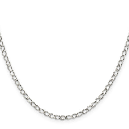 18 Inch Sterling Silver 3mm Half Round Wire Open Curb Chain Necklace