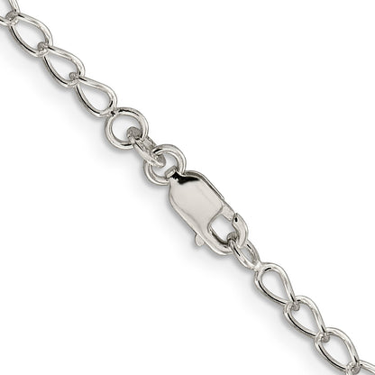 20 Inch Sterling Silver 3mm Half Round Wire Open Curb Chain Necklace
