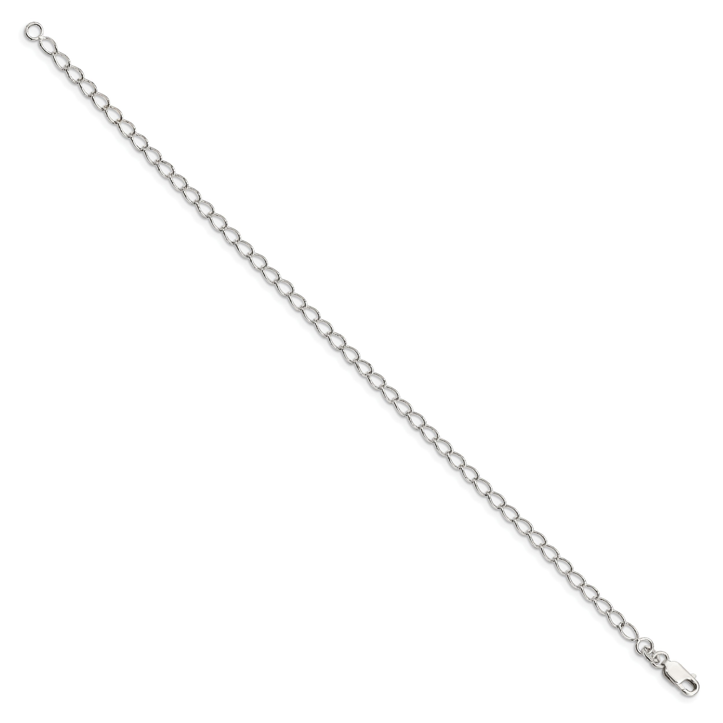 7 Inch Sterling Silver 3mm Half Round Wire Open Curb Chain Bracelet