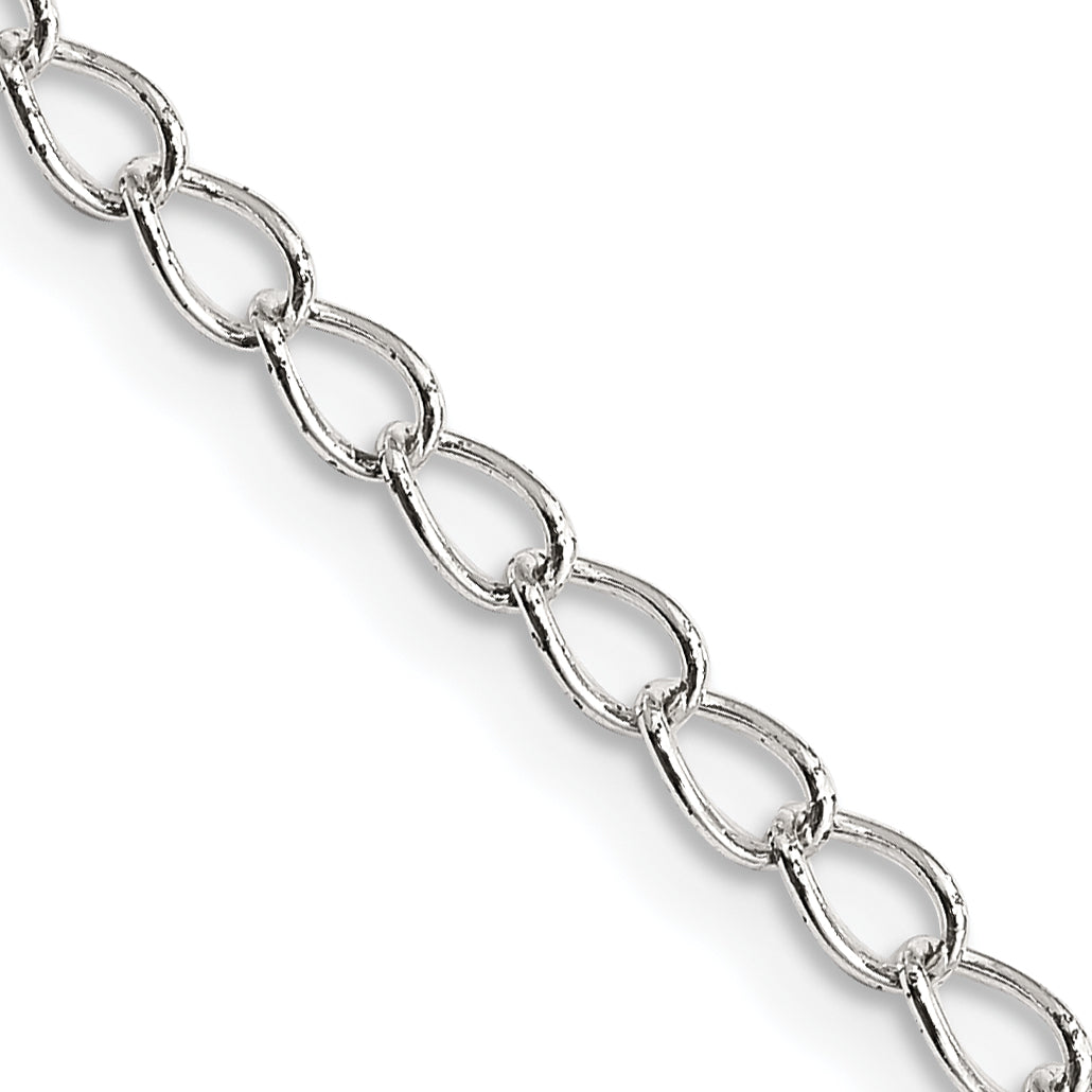 18 Inch Sterling Silver 3mm Half Round Wire Open Curb Chain Necklace