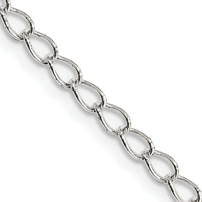 20 Inch Sterling Silver 3mm Half Round Wire Open Curb Chain Necklace