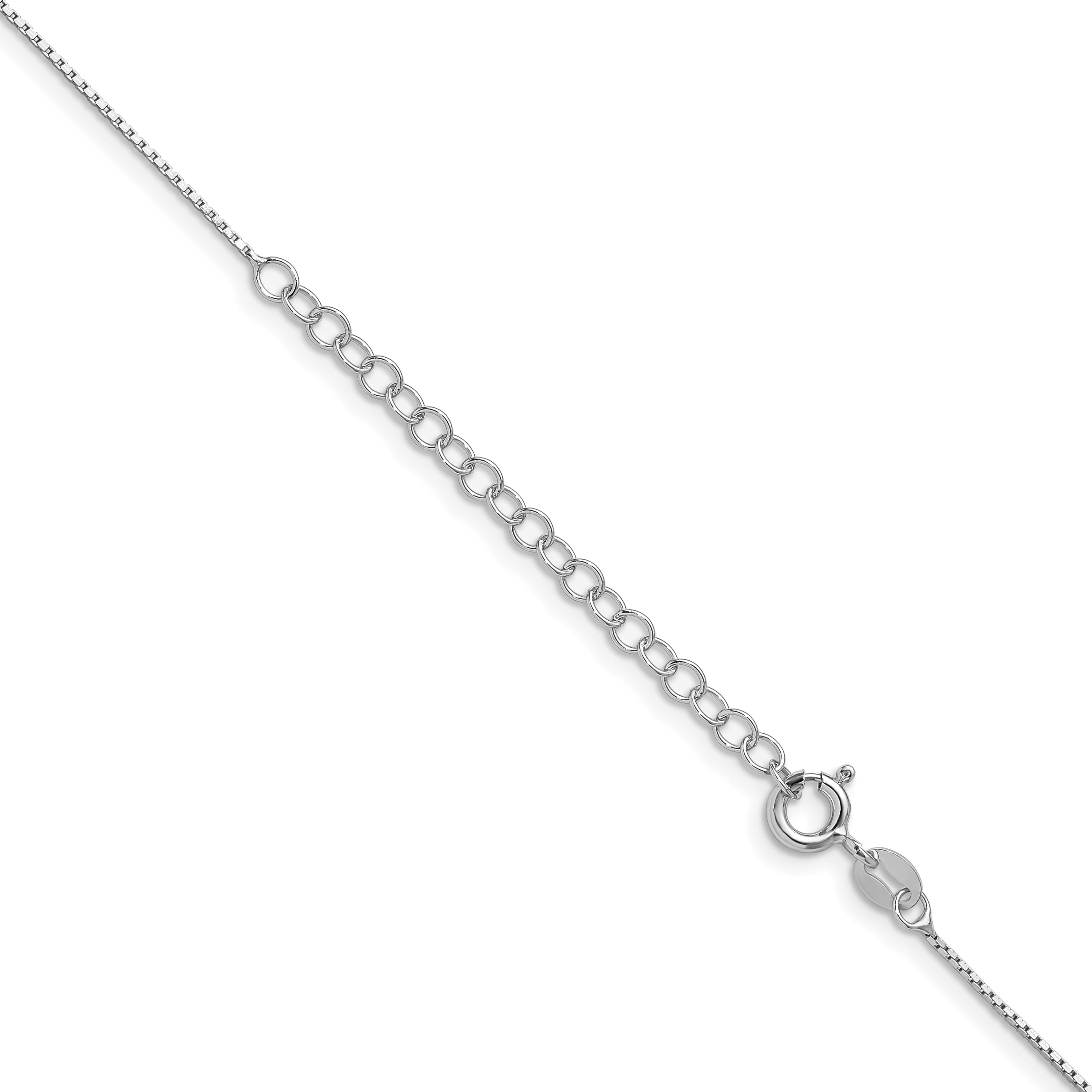 18 Inch Sterling Silver Rhodium-Plated .6mm Mirror Box Chain W/2In Ext.