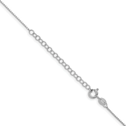 18 Inch Sterling Silver Rhodium-Plated .6mm Mirror Box Chain W/2In Ext.