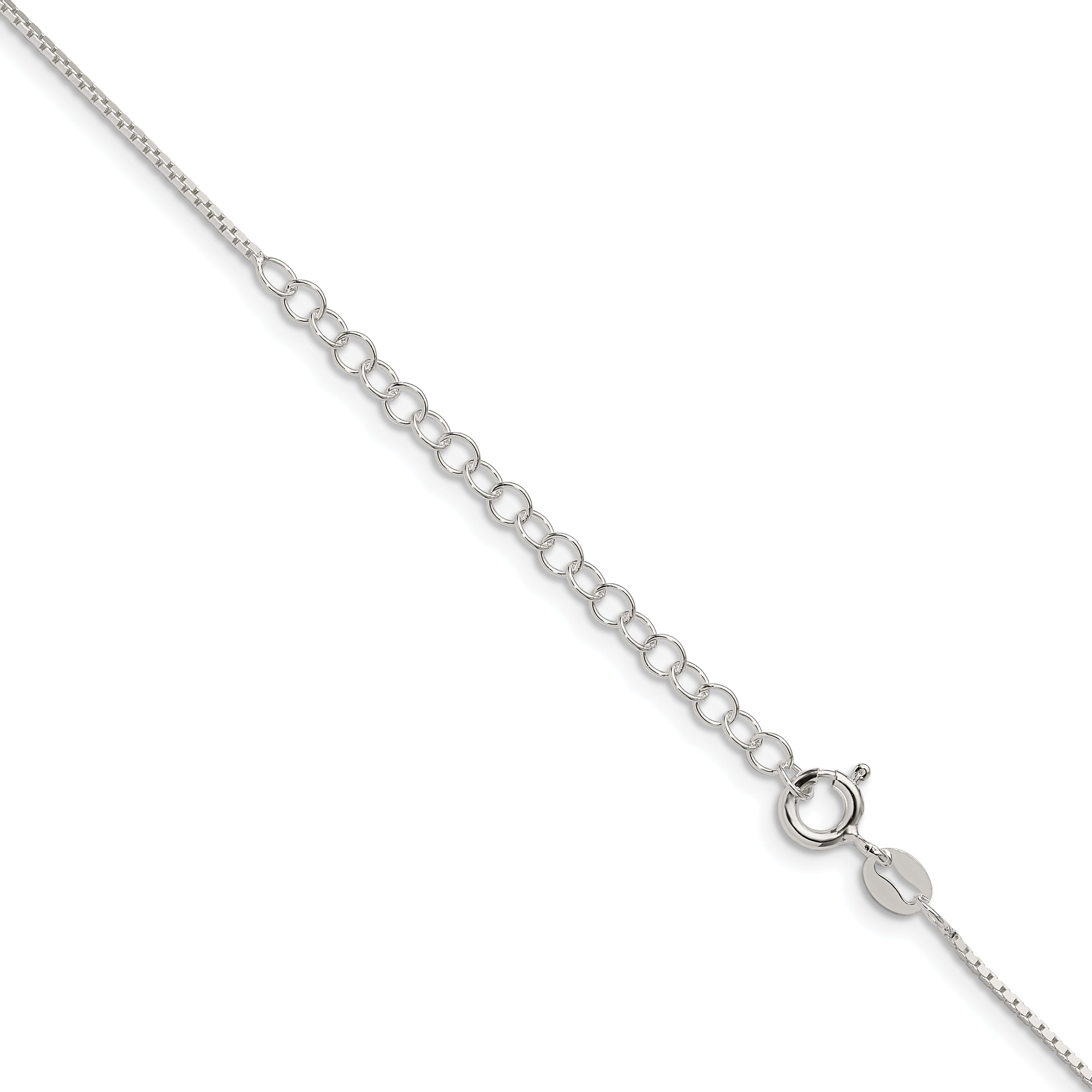 18 Inch Sterling Silver .7mm Mirror Box Chain W/2In Ext.
