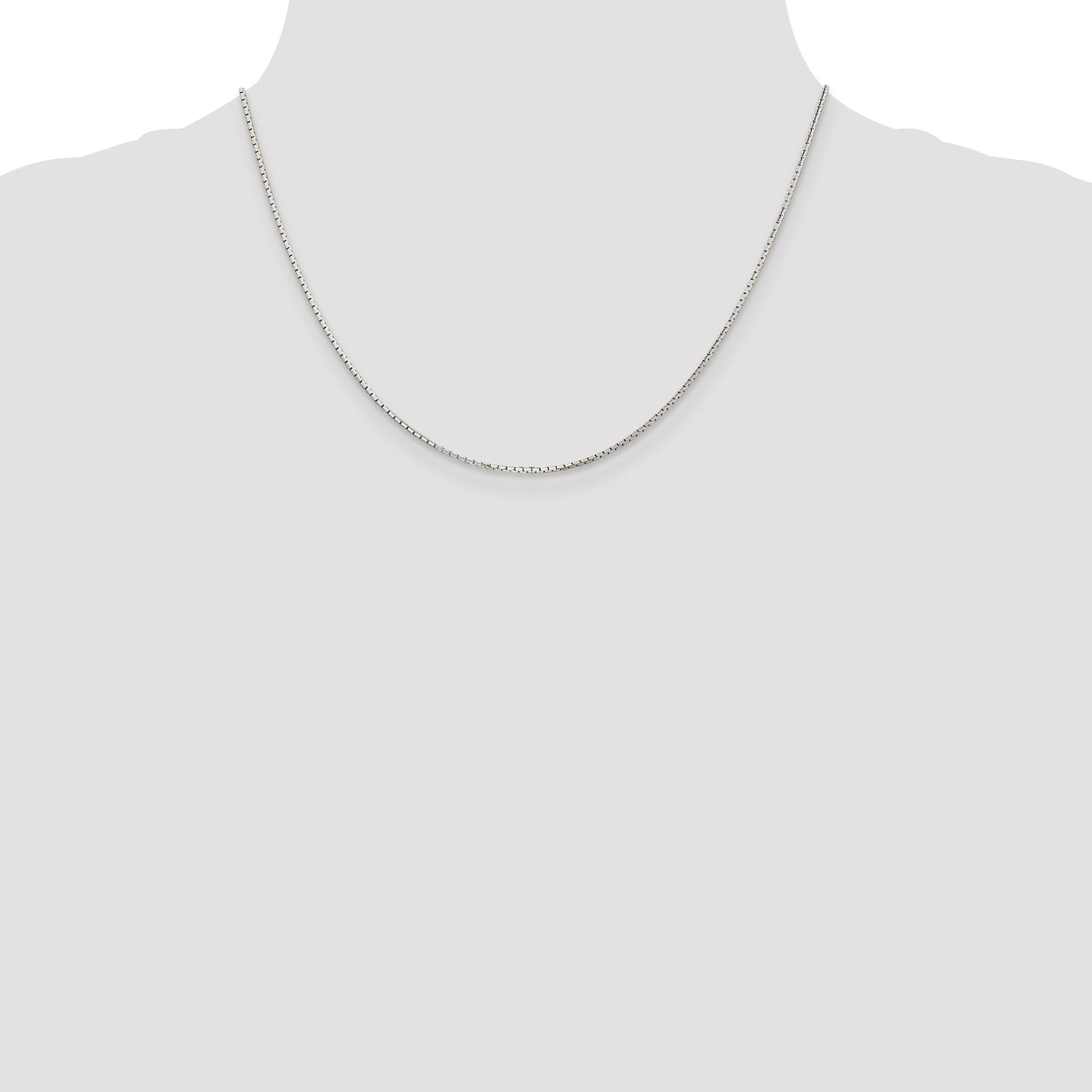 18 Inch Sterling Silver 1.2mm 8 Sided Diamond-Cut Mirror Box Chain Necklace