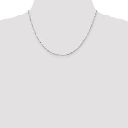 18 Inch Sterling Silver 1.2mm 8 Sided Diamond-Cut Mirror Box Chain Necklace