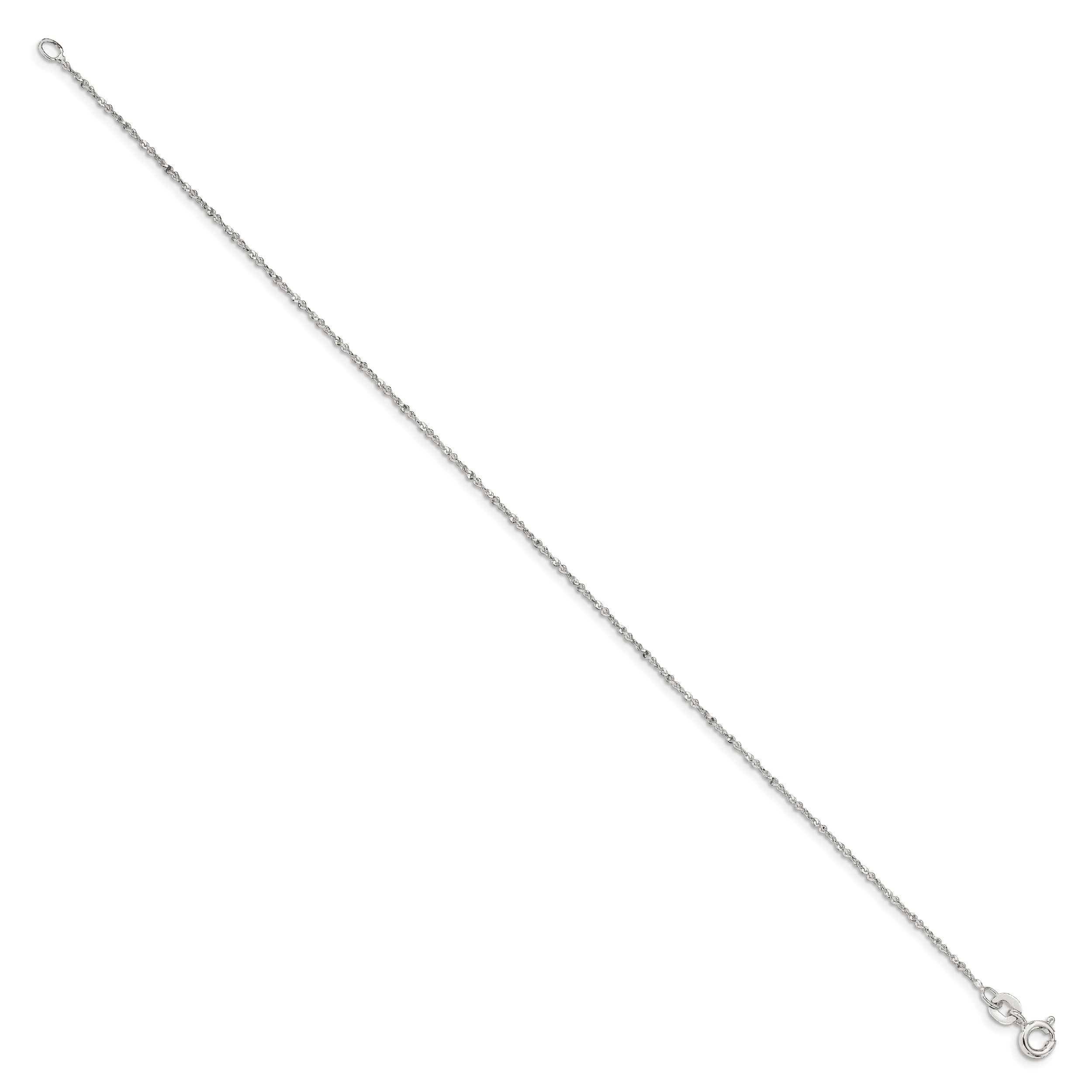 9 Inch Sterling Silver 1mm Twisted Serpentine Chain Anklet