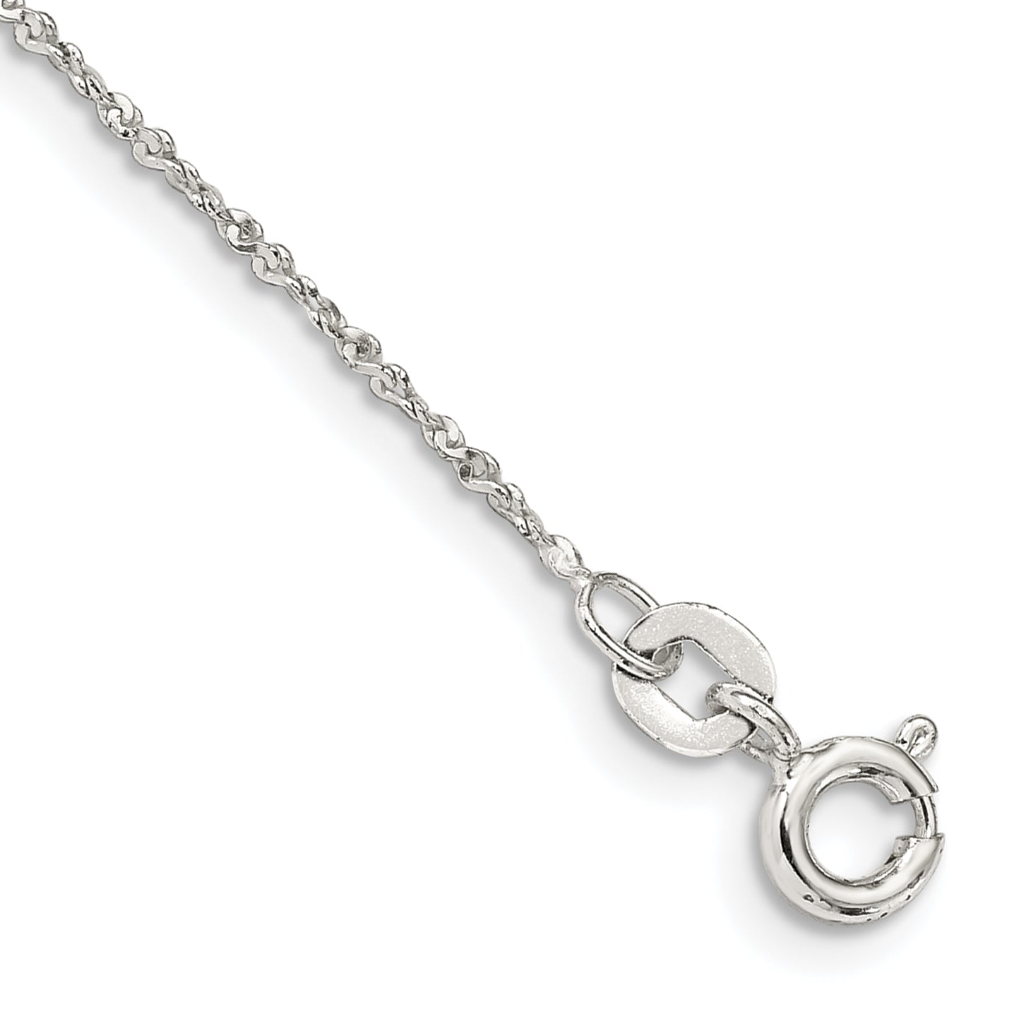 9 Inch Sterling Silver 1mm Twisted Serpentine Chain Anklet