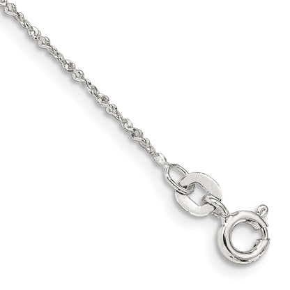 9 Inch Sterling Silver 1mm Twisted Serpentine Chain Anklet