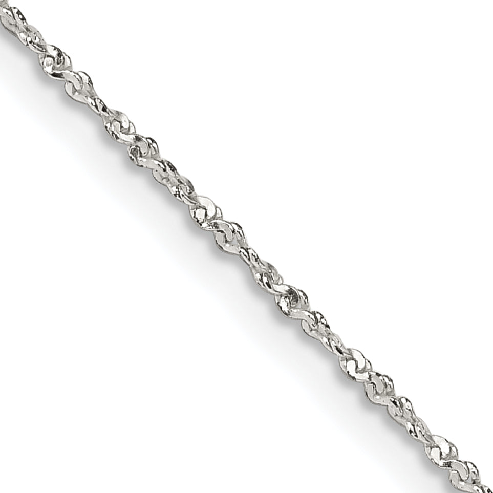 16 Inch Sterling Silver 1mm Twisted Serpentine Chain Necklace